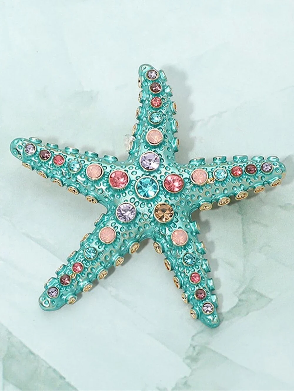 Rhinestone Embellished Starfish Pin Brooch